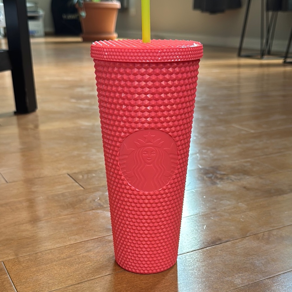 NWT Starbucks Diamond Stuffed Pink Tumbler with Straw